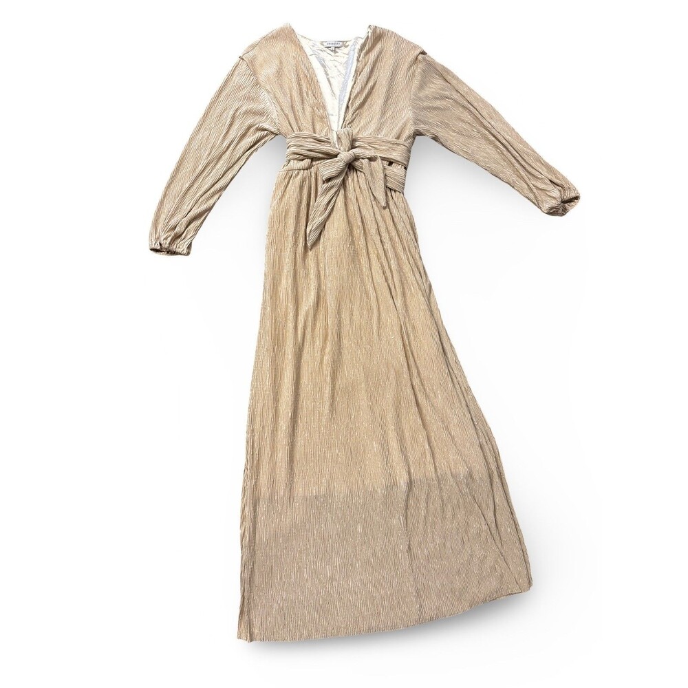Crescent Metallic Gold Maxi Wrap Dress